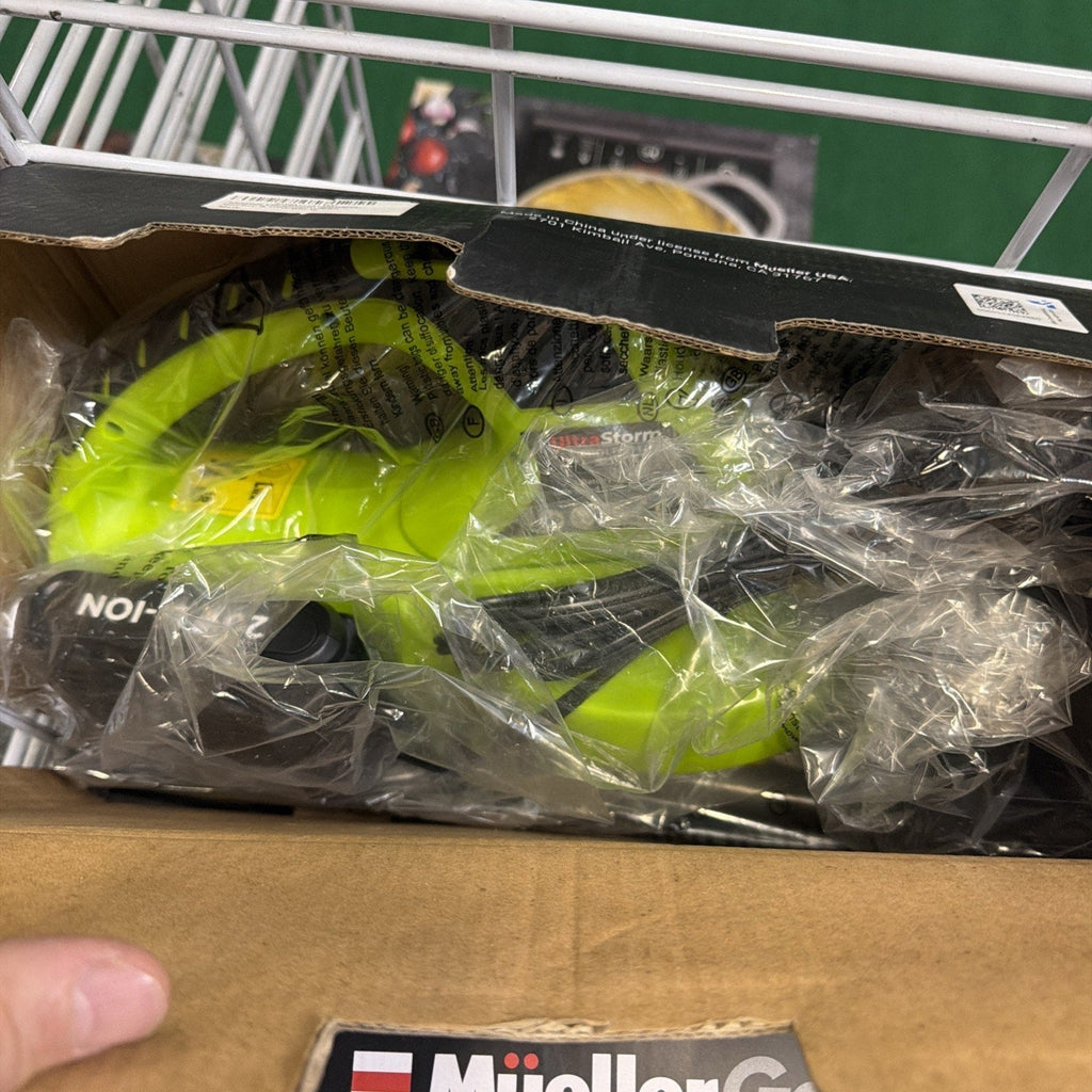 Soplador de hojas eléctrico inalámbrico Mueller UltraStorm, motor de 20 V y 140 MPH, CAJA ABIERTA