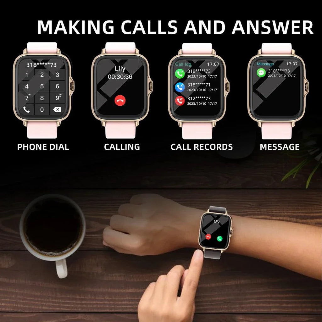 Smartwatch SmartTech de 1.83'' resistente al agua - Alertas de llamadas y mensajes, monitoreo de sueño, podómetro deportivo para iPhone y Android