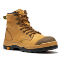 ROCKROOSTER Madison Tan Botas de trabajo de cuero con puntera de acero y cremallera lateral de 6 pulgadas AK052