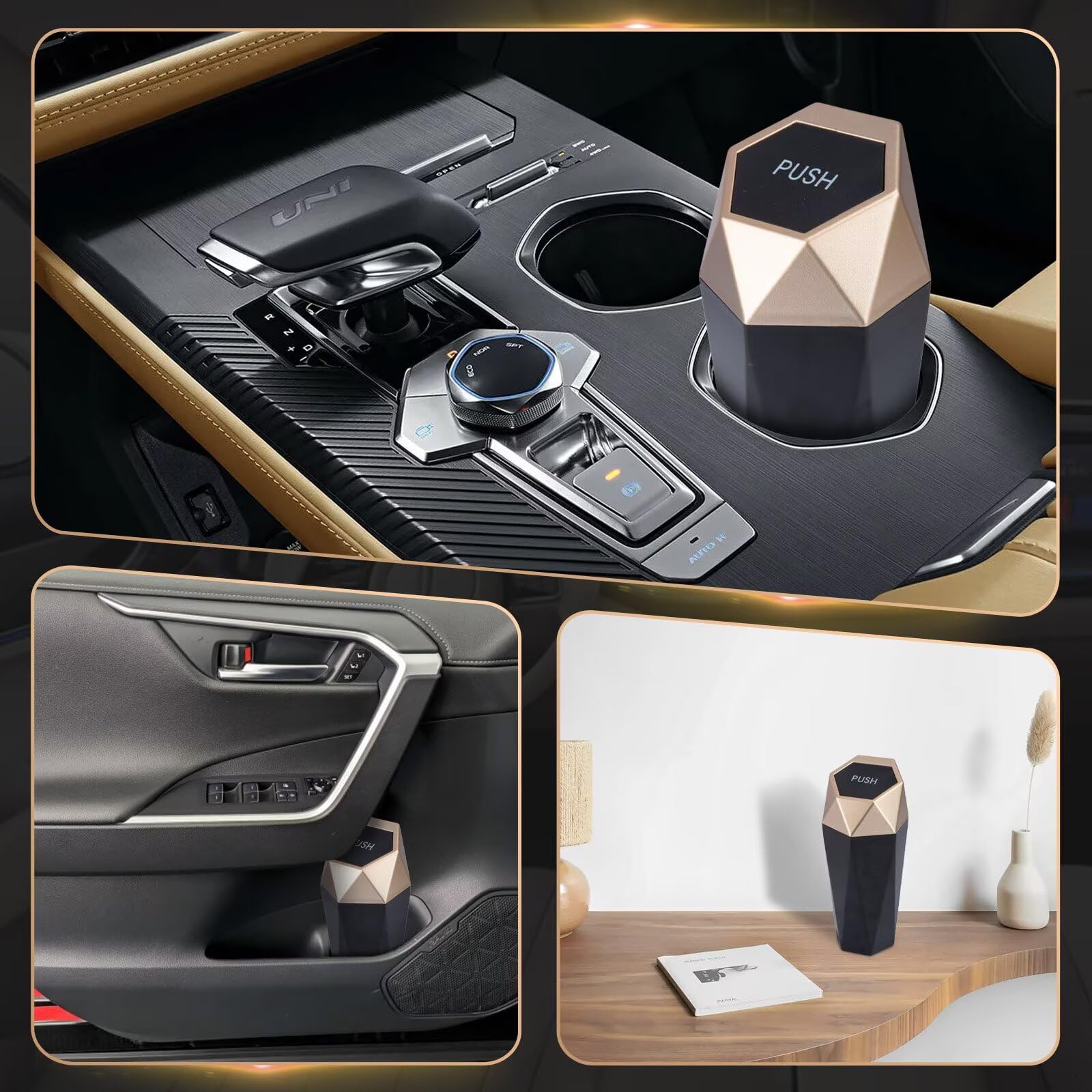 Bote de basura, 2 botes de basura para coche con tapa, accesorios de coche para mujer, interior, Ca