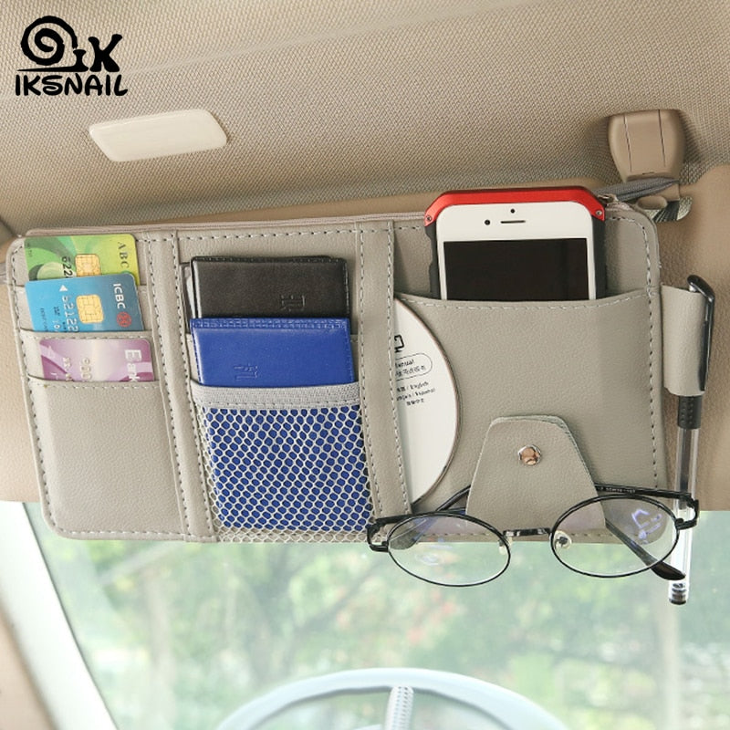 IKSNAIL Parasol de Coche Visera Bolígrafo Tarjetero Organizador de CD DVD Caja de Almacenamiento Clip para Gafas de Sol Ordenación Accesorios de Coche