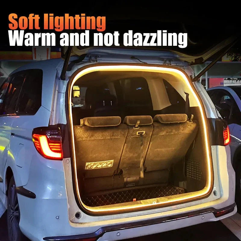 LED Car Trunk Light Strip Automatic On/Off Sensor Ambient Light Bar Waterproof Concealed Installation for Auto Decor Accessories