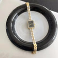 Reloj de pulsera de lujo para mujer, a la moda, esfera cuadrada pequeña, vintage, con perlas de concha, cadena de cuarzo, venta al por mayor