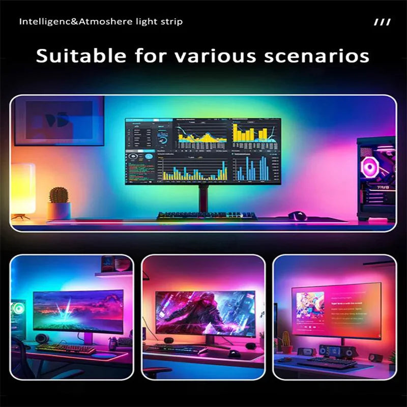 Tiras de luces LED USB RGBIC para monitor de PC, retroiluminación para gaming controlada por aplicación con sincronización de música, iluminación LED para pantalla de computadora de 24 a 34 pulgadas para decoración de sala de juegos