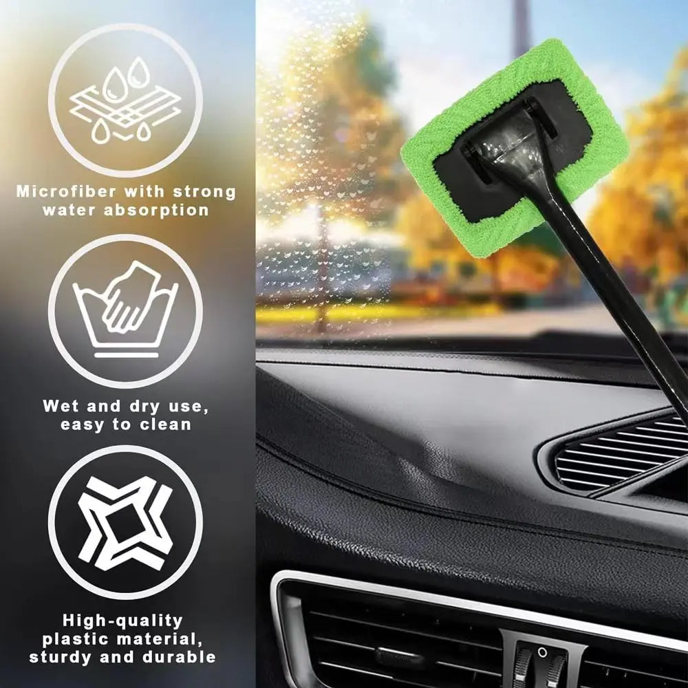 Kit de cepillo limpiaparabrisas para coche, herramienta de limpieza de parabrisas, limpiador de cristales interiores de coche con mango largo, accesorios de coche