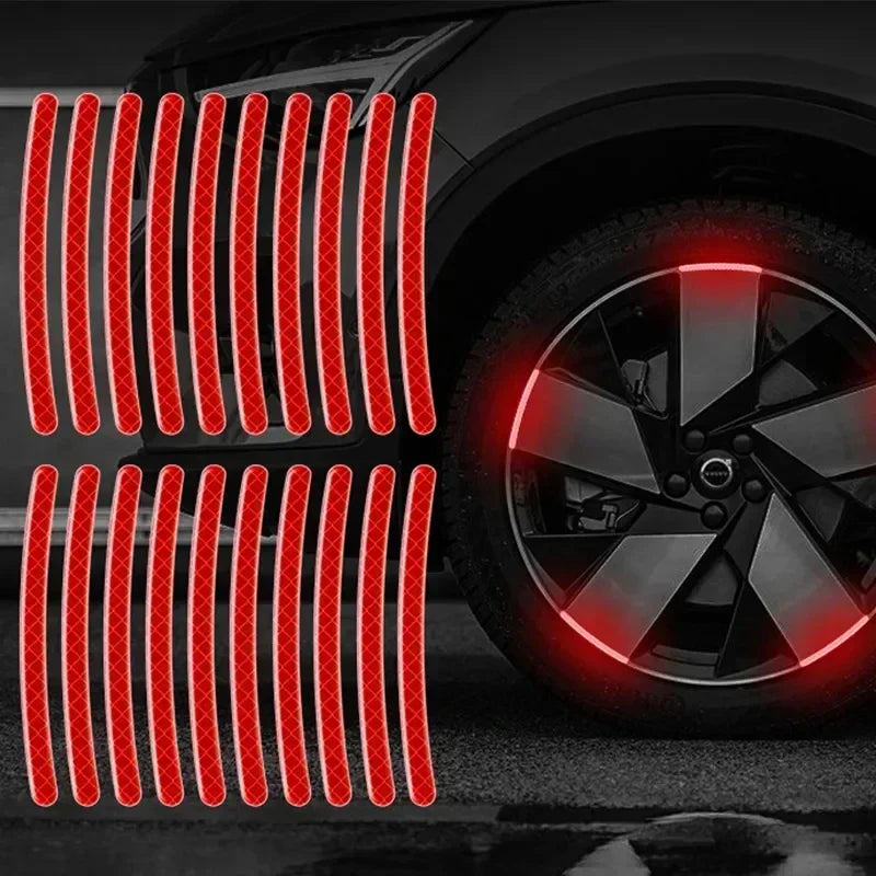 Car Wheel Hub Reflective Stripes Sticker Driving Safety Tire Decor Warning Sticker Warning Reflective Tape Car Accessories