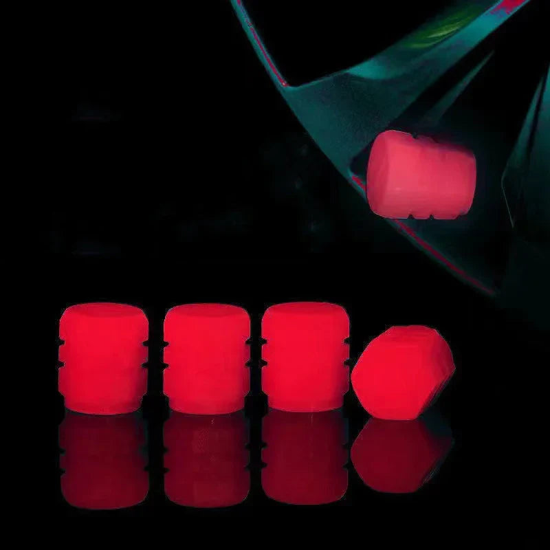 Tapones de válvula luminosos fluorescentes nocturnos para coche, moto, bici, decoración brillante, boquillas para ruedas, tapones de neumáticos, accesorios para coche