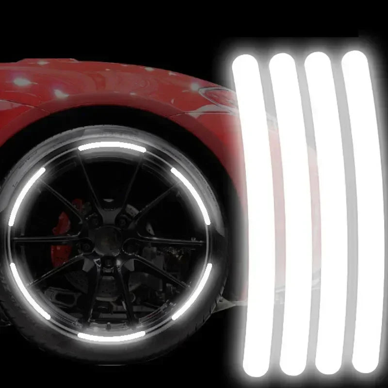Car Wheel Hub Reflective Stripes Sticker Driving Safety Tire Decor Warning Sticker Warning Reflective Tape Car Accessories