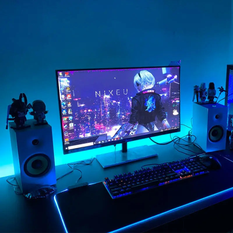 Tiras de luces LED USB RGBIC para monitor de PC, retroiluminación para gaming controlada por aplicación con sincronización de música, iluminación LED para pantalla de computadora de 24 a 34 pulgadas para decoración de sala de juegos