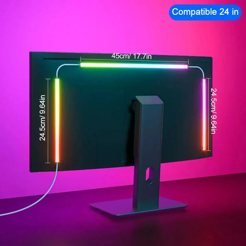 Tiras de luces LED USB RGBIC para monitor de PC, retroiluminación para gaming controlada por aplicación con sincronización de música, iluminación LED para pantalla de computadora de 24 a 34 pulgadas para decoración de sala de juegos