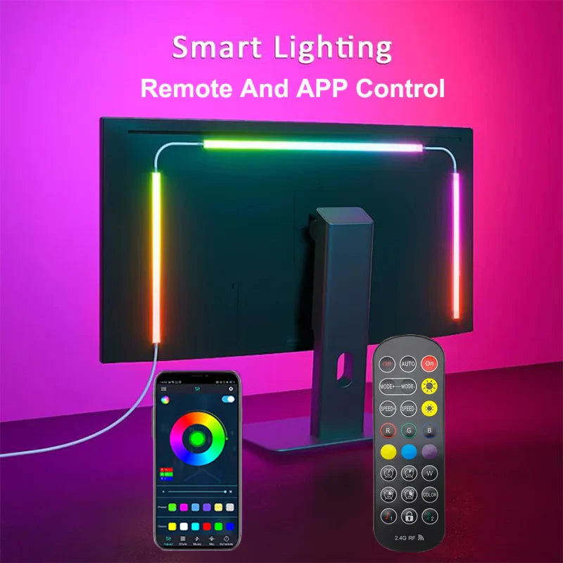 Tiras de luces LED USB RGBIC para monitor de PC, retroiluminación para gaming controlada por aplicación con sincronización de música, iluminación LED para pantalla de computadora de 24 a 34 pulgadas para decoración de sala de juegos