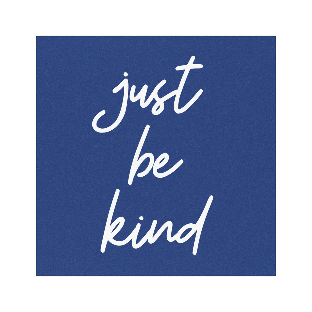 Imán para coche "Just Be Kind" – Imán cuadrado azul escrito a mano para parachoques – Accesorio de coche con frase positiva sobre la amabilidad