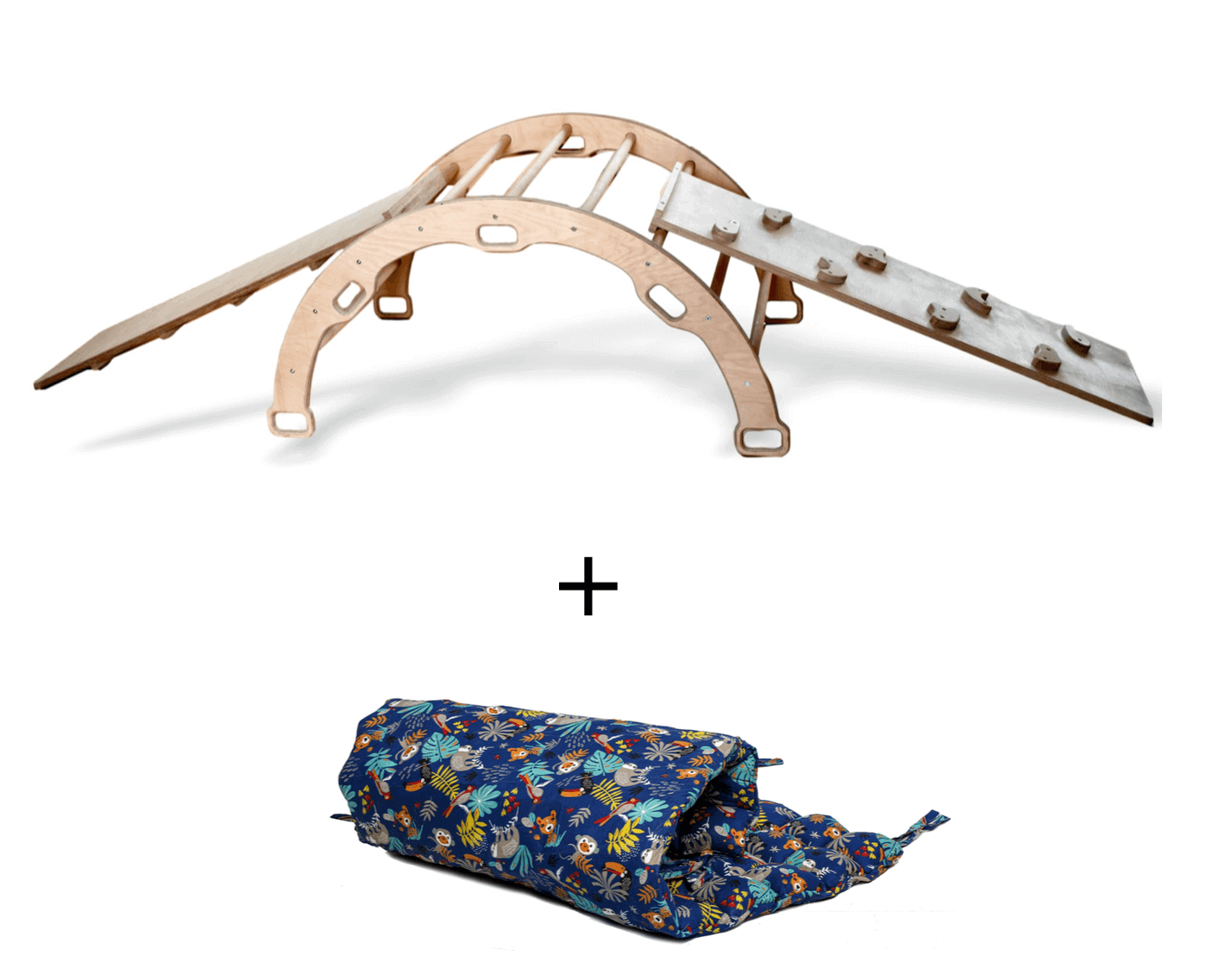 Climbing Arch / Rocker with 2 Ramps and Pillow / 4 Pieces Set