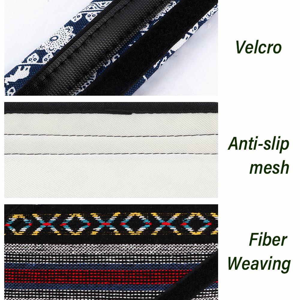 IHOTDER 2 protectores de cinturón de seguridad, accesorios universales para coche estilo boho, funda para cinturón de seguridad -D