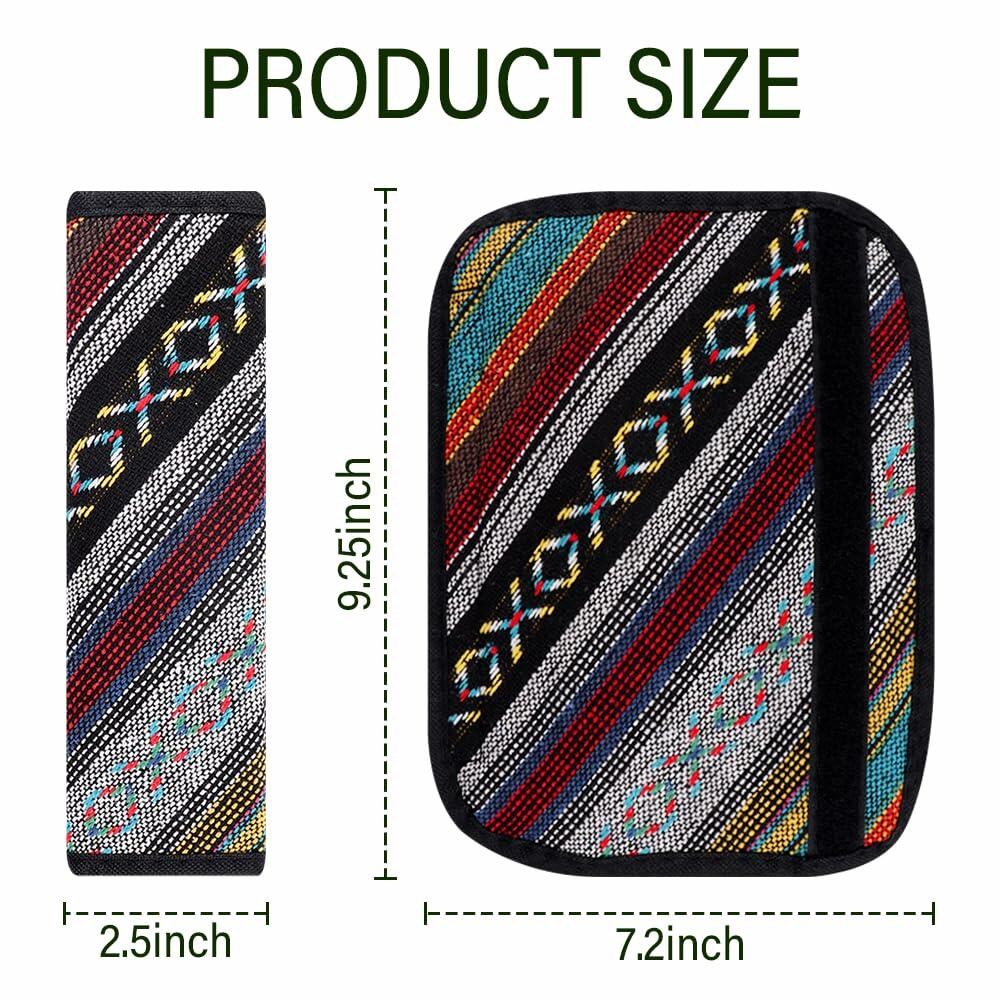 IHOTDER 2 protectores de cinturón de seguridad, accesorios universales para coche estilo boho, funda para cinturón de seguridad -D