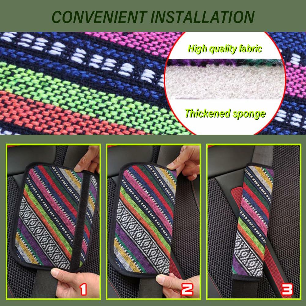 IHOTDER 2 protectores de cinturón de seguridad, accesorios universales para coche estilo boho, funda para cinturón de seguridad -D