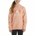 Sudadera con capucha de Carhartt para niña, con estampado gráfico, color ámbar melocotón, talla 6X