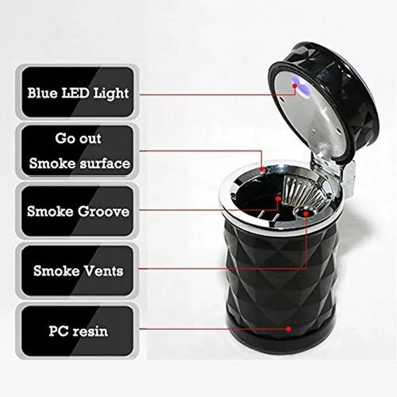 Cenicero de coche LED Universal con luz, soporte para cigarrillos, accesorios para coche, ceniceros portátiles de diseño lujoso para coches